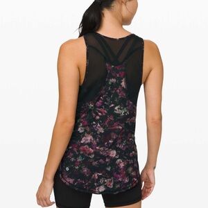 lululemon athletica Mesh Floral Sculpt Tank || - Black and Purple Top Shirt